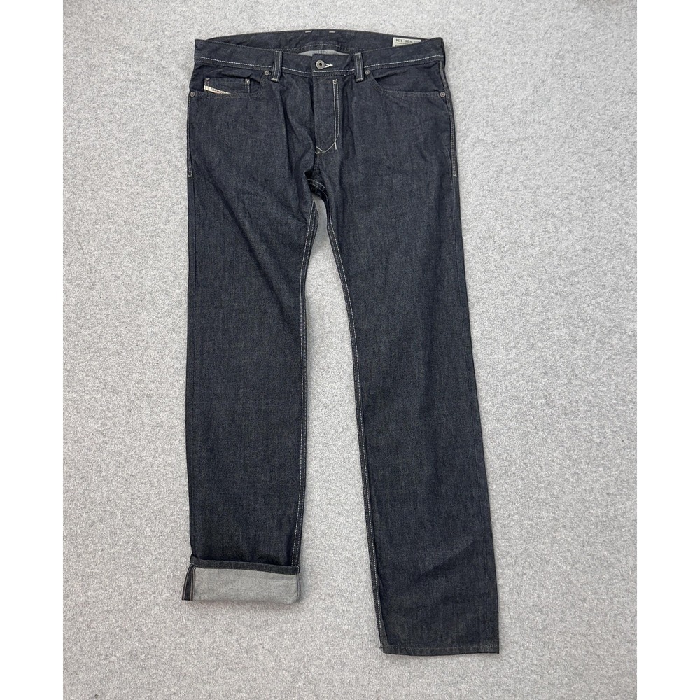 Diesel Safado 008Z8 Mens Jeans 34x34 Selvedge Dark Indigo Slim Straight Y2K MINT